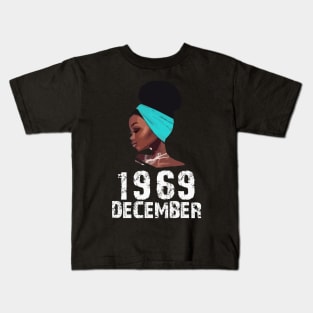 Queen Born in December 1969 51st Birthday Black Women Gift Kids T-Shirt